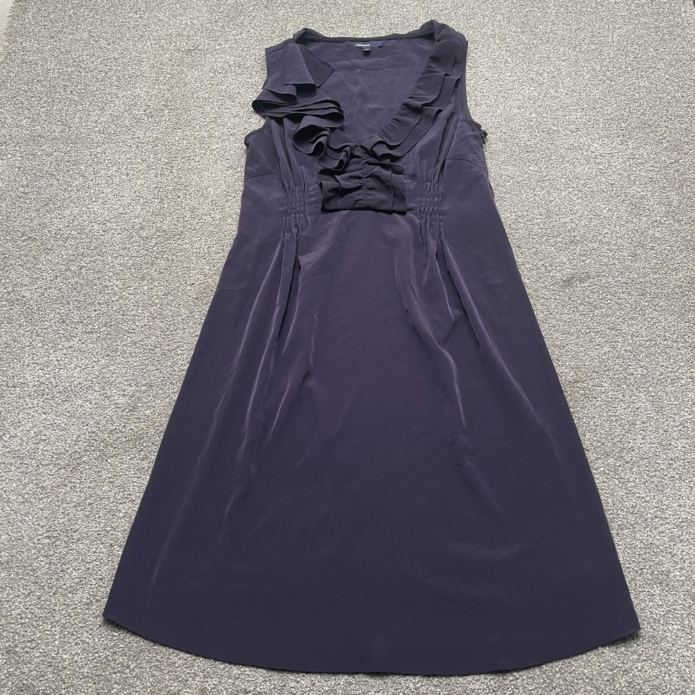 Gap Maternity Dress Women Small Purple Ruffle V-Neck Sleeveless Empire Waist